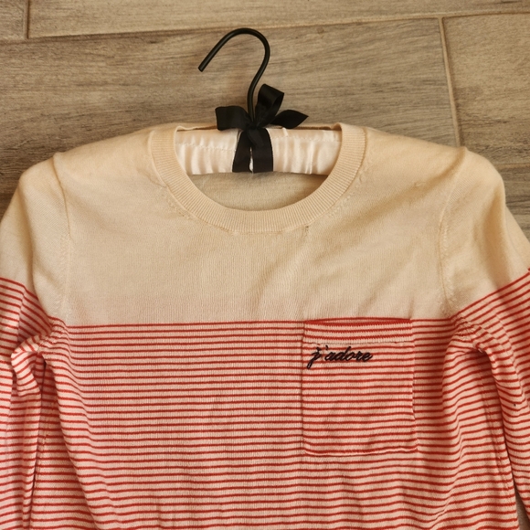Banana Republic Sweater Women's S Red Striped J'adore Merino Extra Fine Wool - Picture 6 of 13